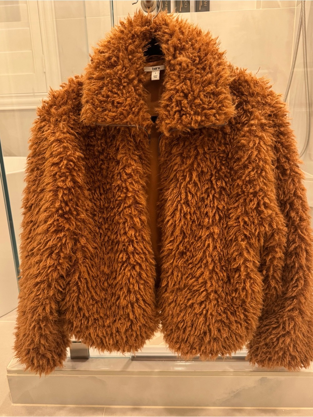 Bar III Fluffy Faux-Fur Jacket – Size Large